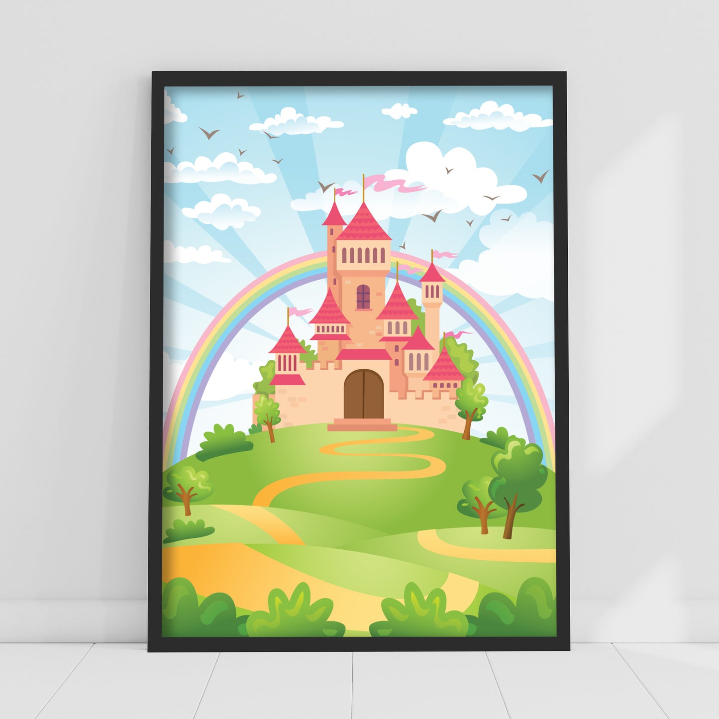 Princess Print - Castle Rainbow Poster Wall Art