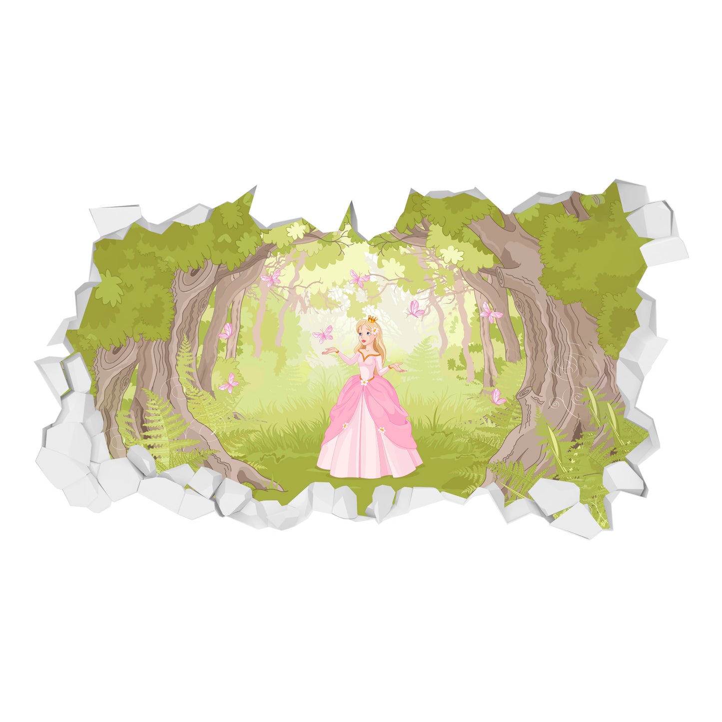 Princess Wall Sticker - Princess in Woods Broken Wall Art Decal