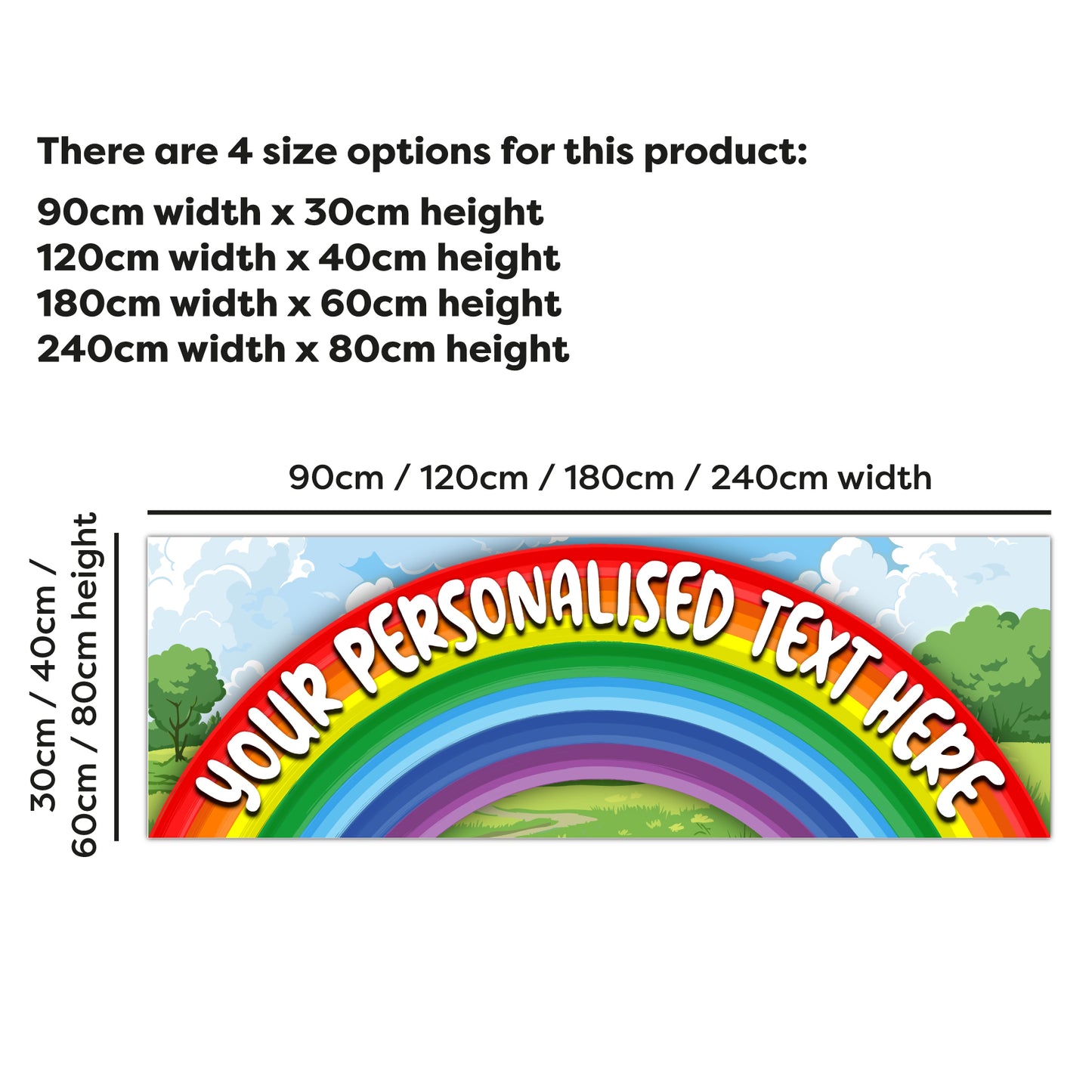 Rainbow Birthday – Over The Rainbow Personalised Banner Wall Sticker