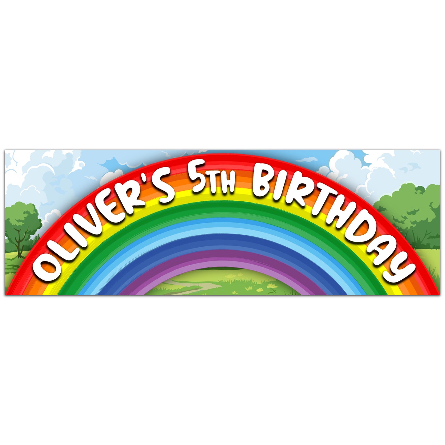 Rainbow Birthday – Over The Rainbow Personalised Banner Wall Sticker