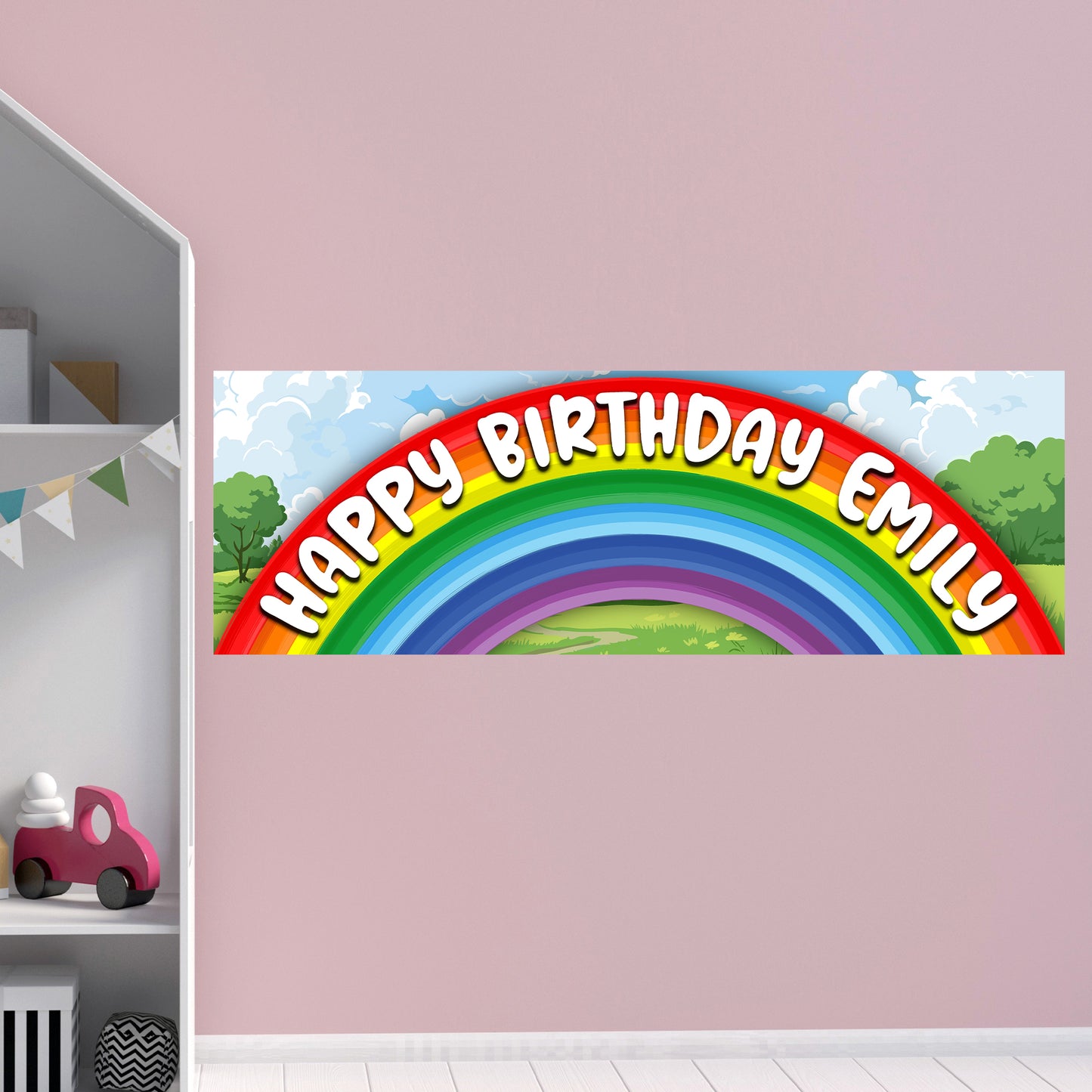 Rainbow Birthday – Over The Rainbow Personalised Banner Wall Sticker