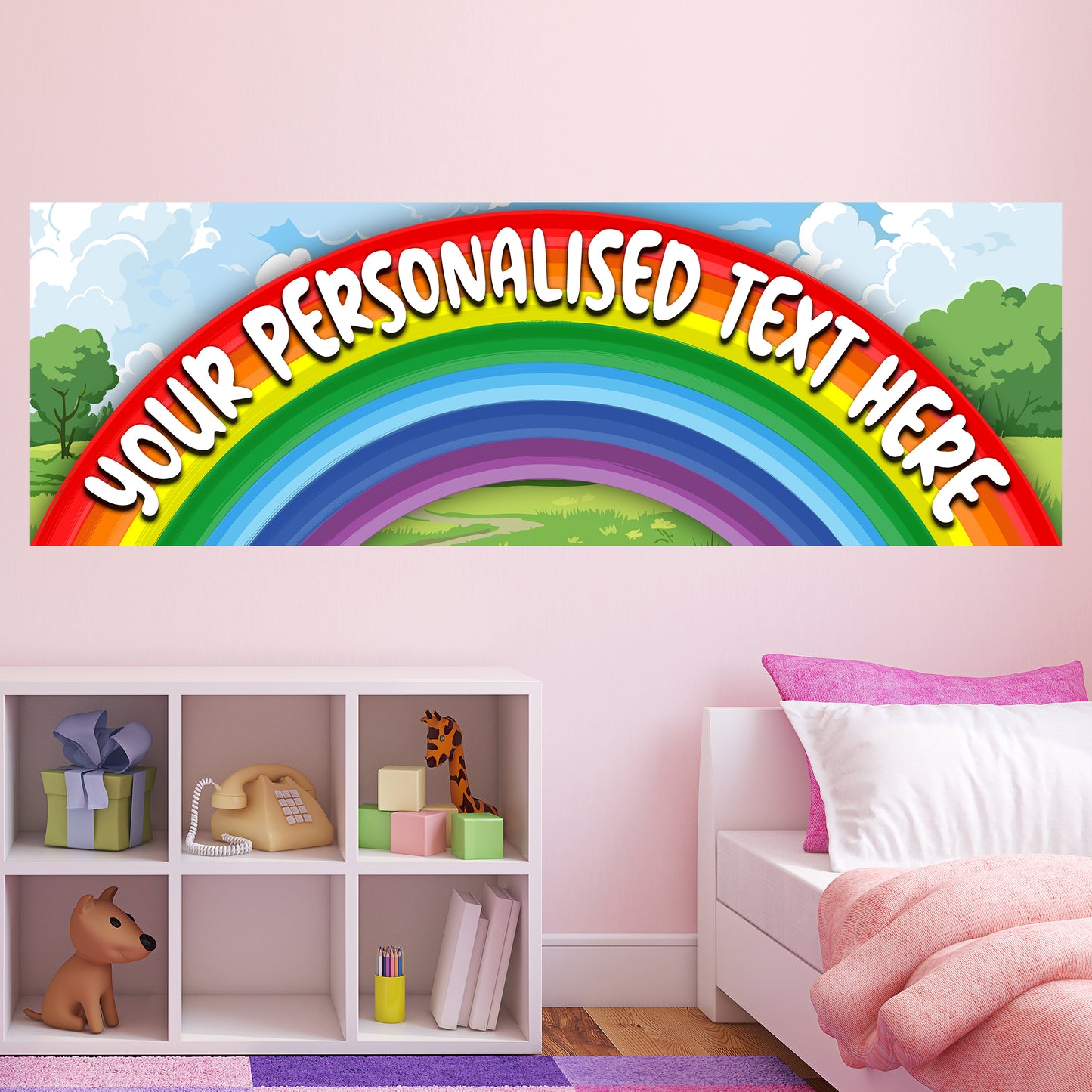 Rainbow Birthday – Over The Rainbow Personalised Banner Wall Sticker