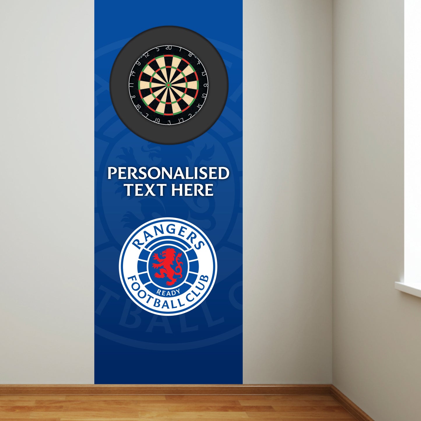 Rangers FC Wall Sticker - Dart Board Backdrop with Personalised Text Wall Art