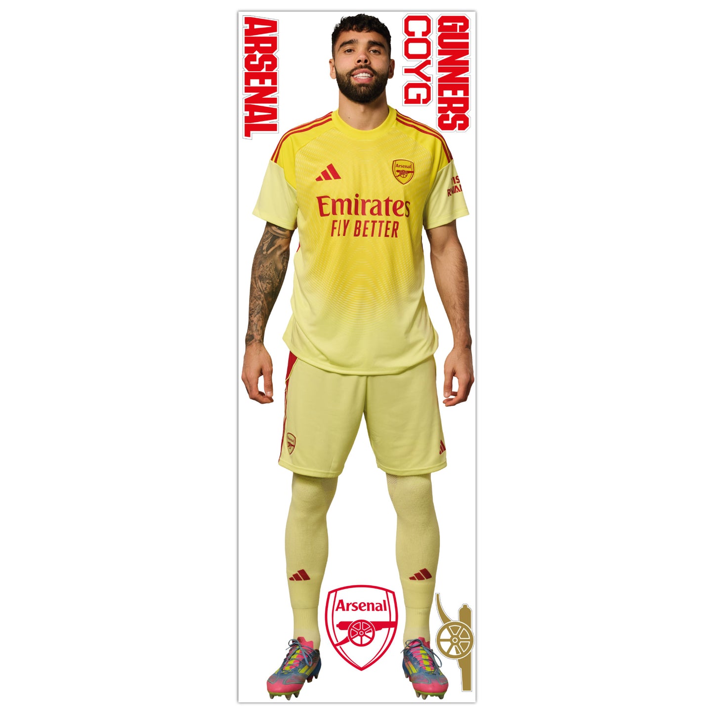 Arsenal FC - Raya 25/26 Player Wall Sticker + Gunners Decal Set