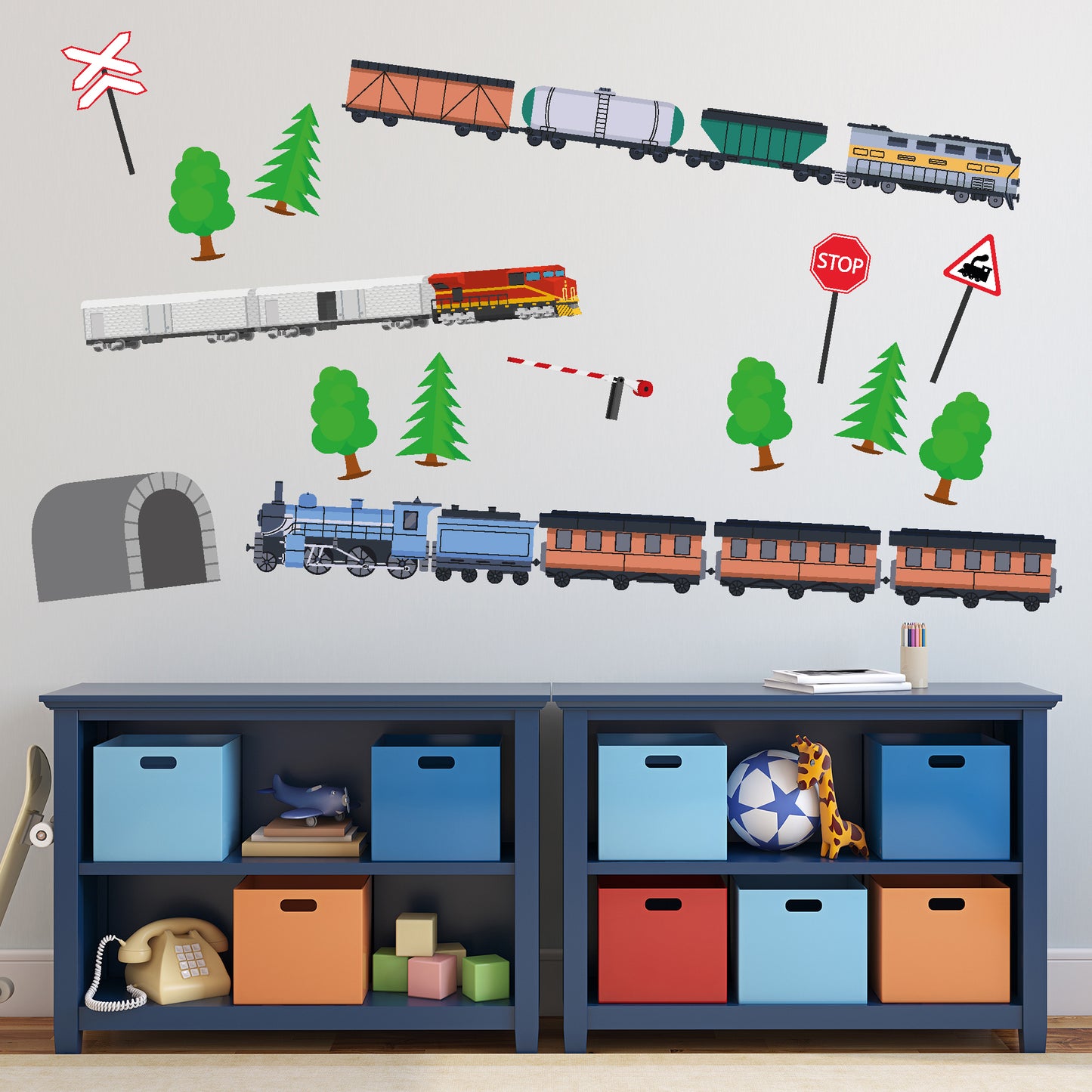 Train Wall Sticker - Set Of Trains Decal Wall Art