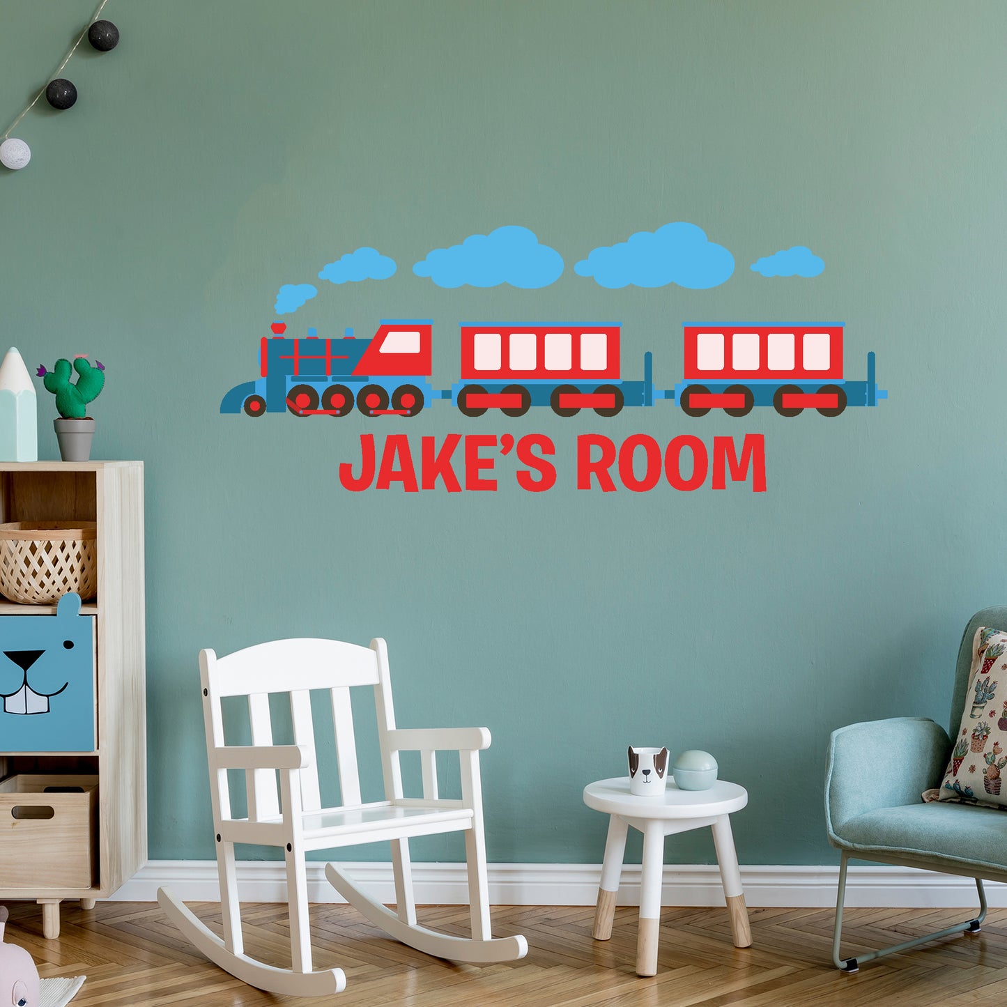 Train Wall Sticker - Blue And Red Train Decal Wall Art