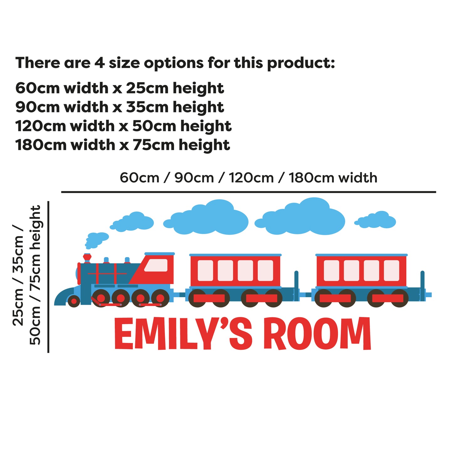 Train Wall Sticker - Blue And Red Train Decal Wall Art