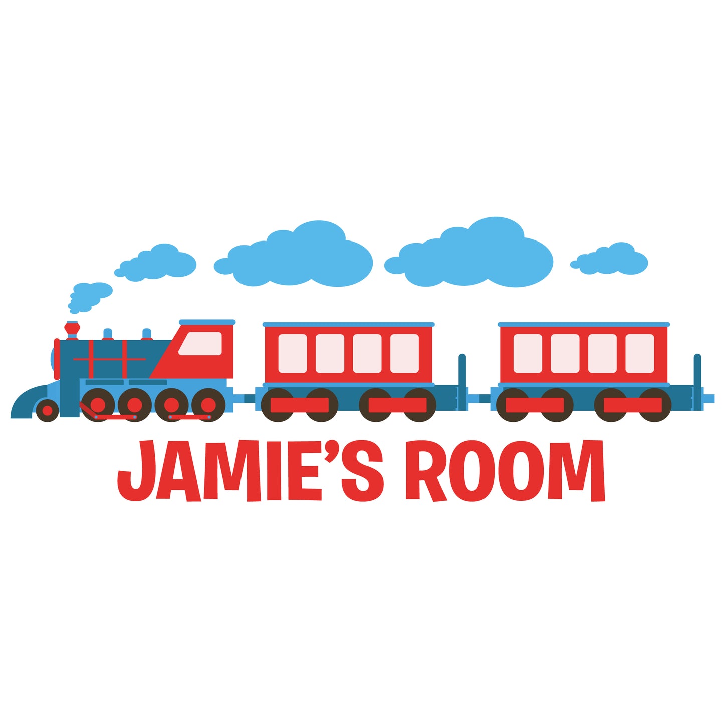 Train Wall Sticker - Blue And Red Train Decal Wall Art