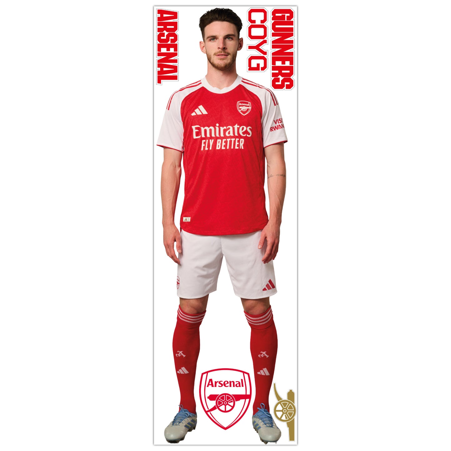 Arsenal FC - Declan Rice 25/26 Player Wall Sticker + Gunners Decal Set