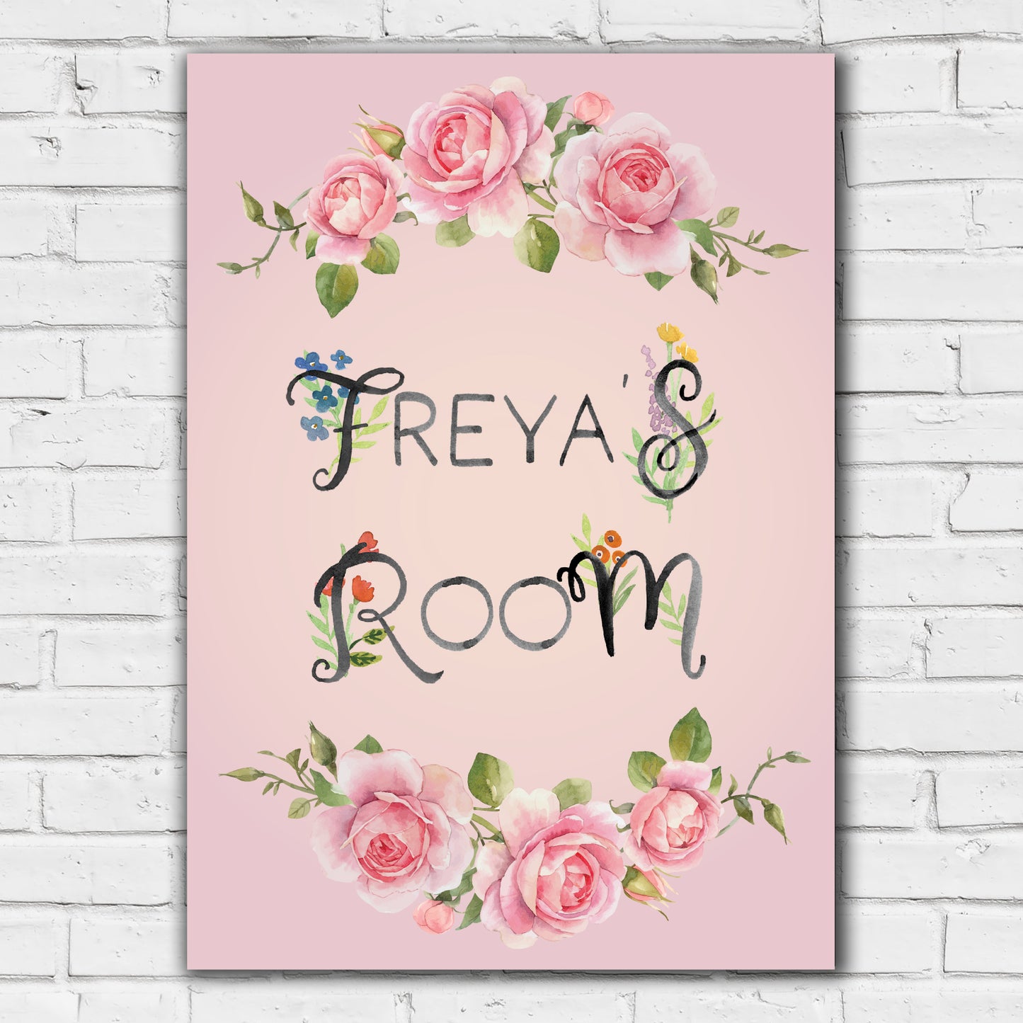 Floral Wall Print - Personalised Rose Flower Print Poster Wall Art