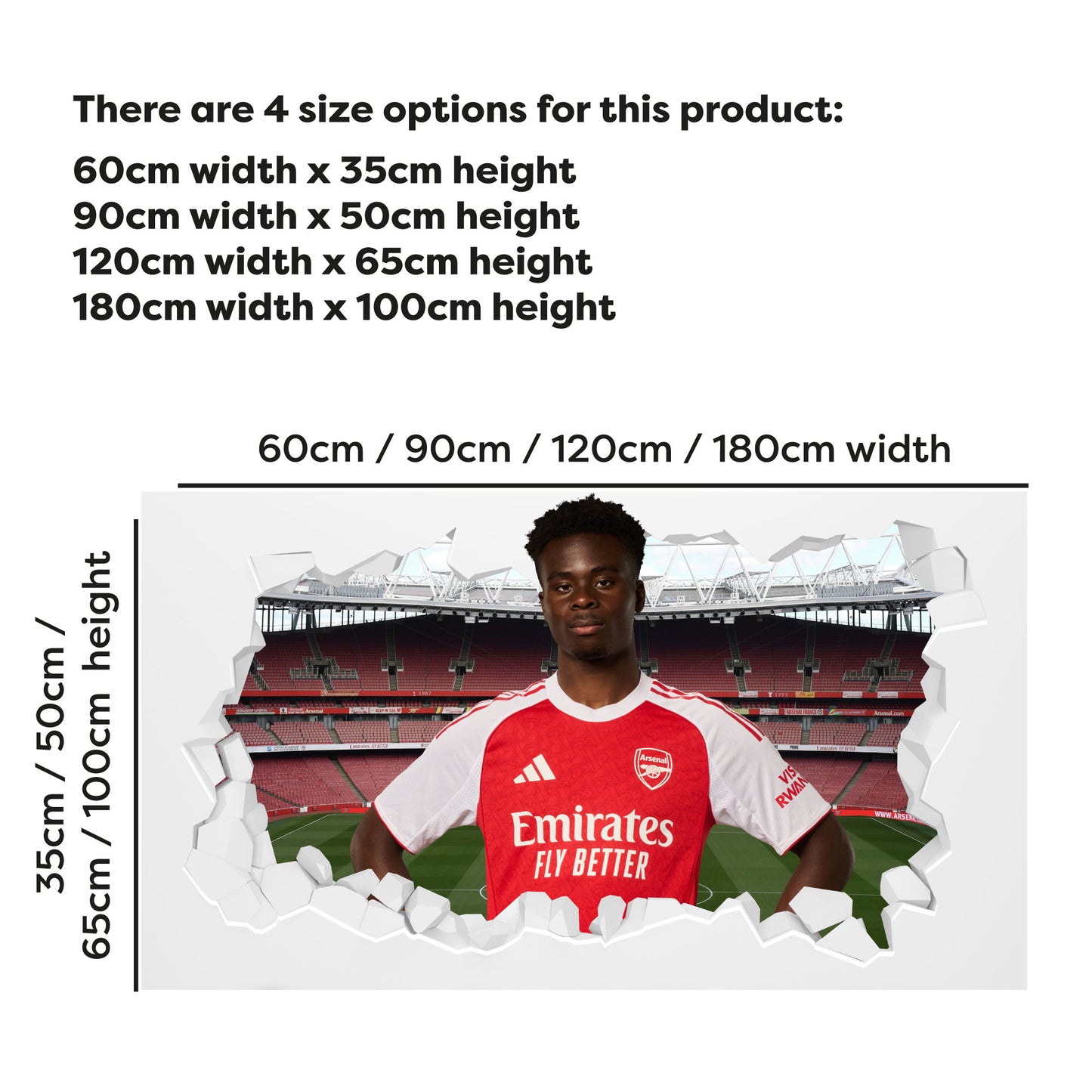 Arsenal Football Club - Bukayo Saka 25/26 Broken Wall Sticker