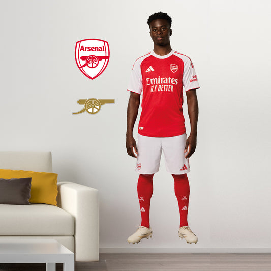 Arsenal FC - Bukayo Saka 25/26 Player Wall Sticker + Gunners Decal Set