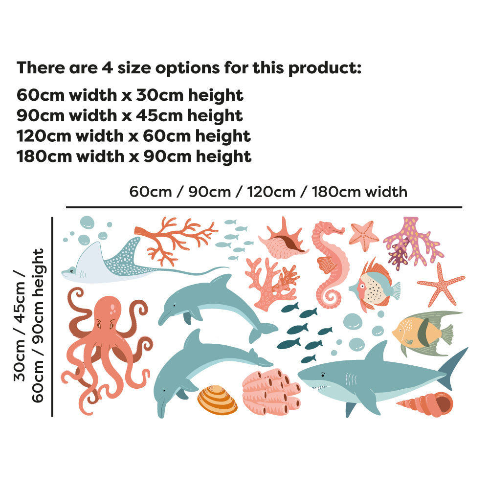 Watercolour Animals Wall Sticker - Sealife Set Decal Wall Art