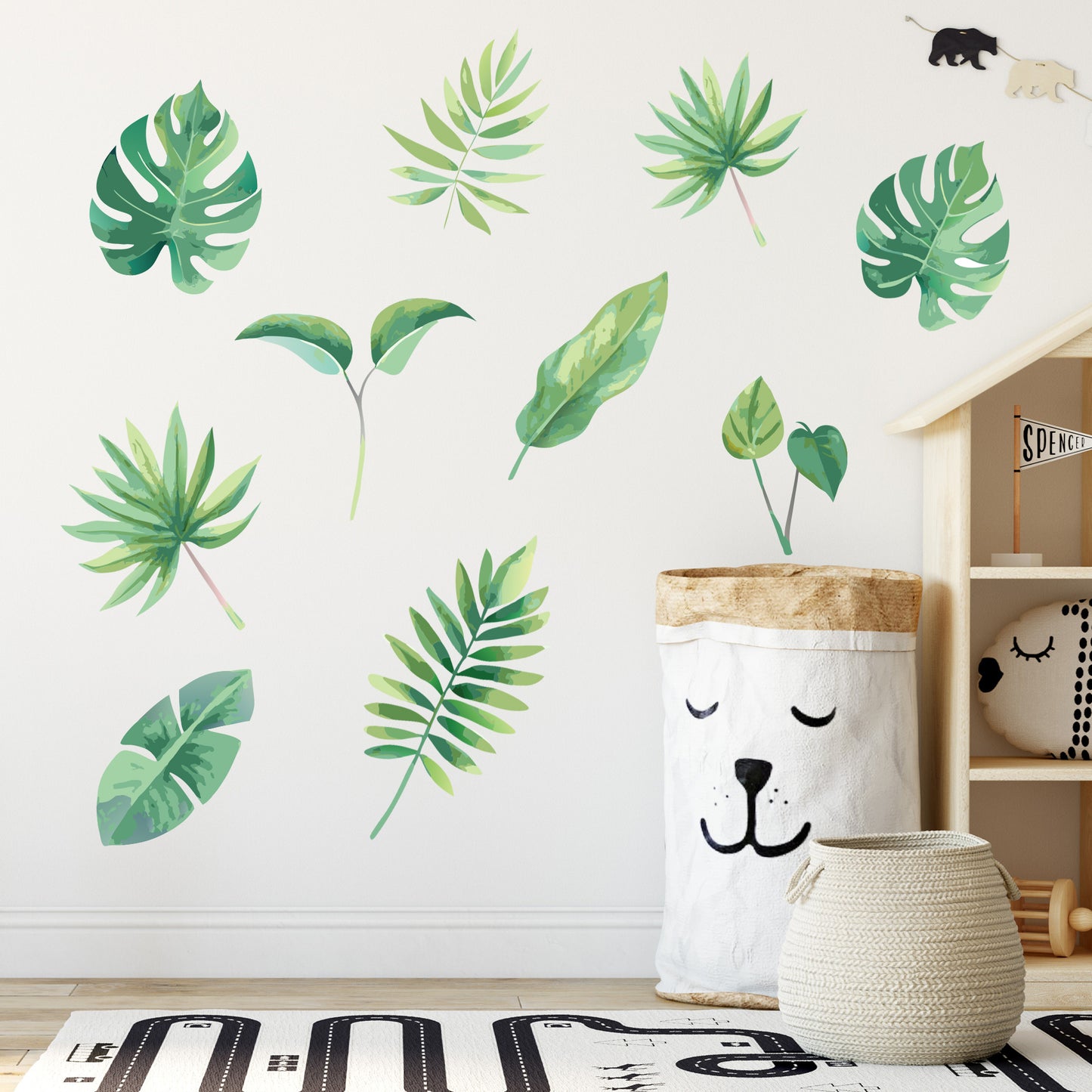 Watercolour Jungle Wall Sticker - Set of 10 Leaves Decal Wall Art