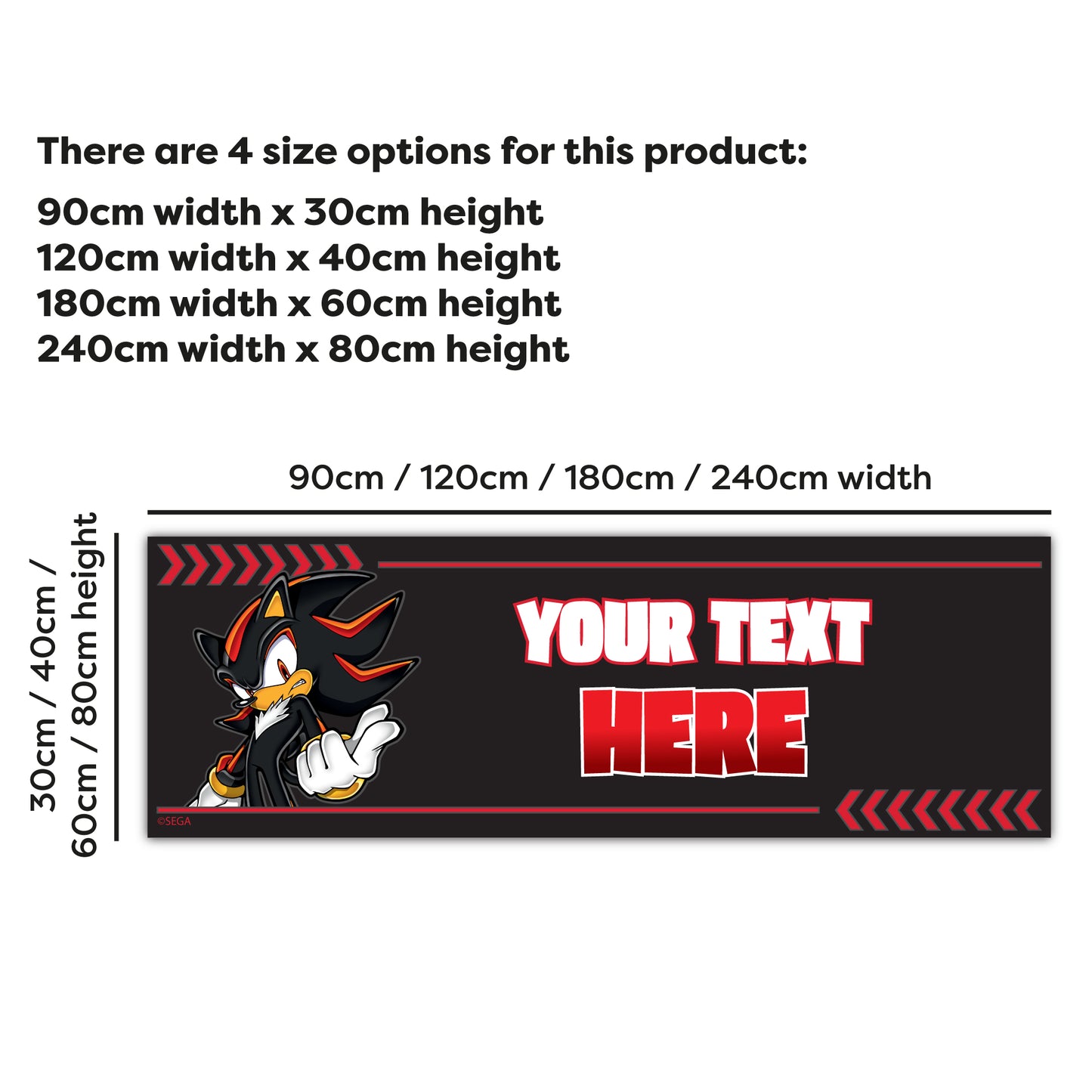 Sonic The Hedgehog Birthday - Shadow Personalised Banner Wall Sticker