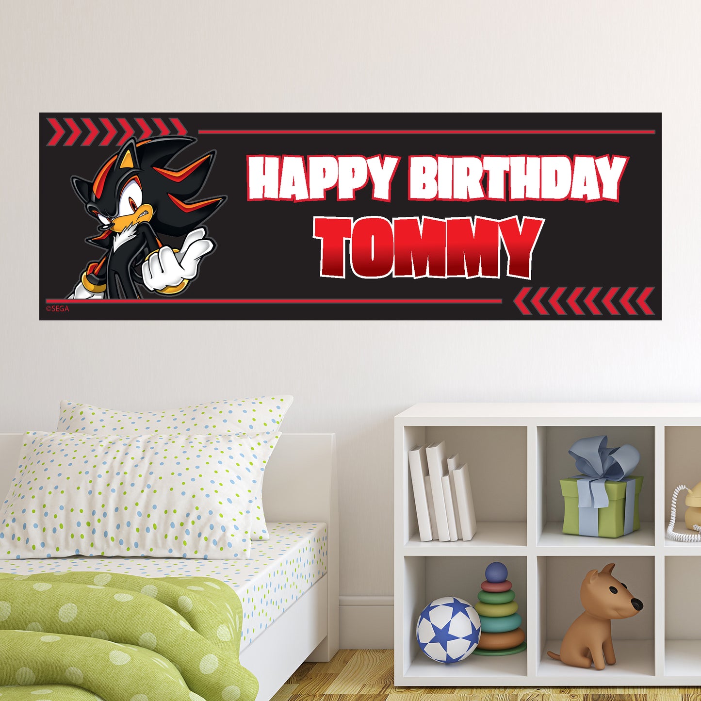 Sonic The Hedgehog Birthday - Shadow Personalised Banner Wall Sticker
