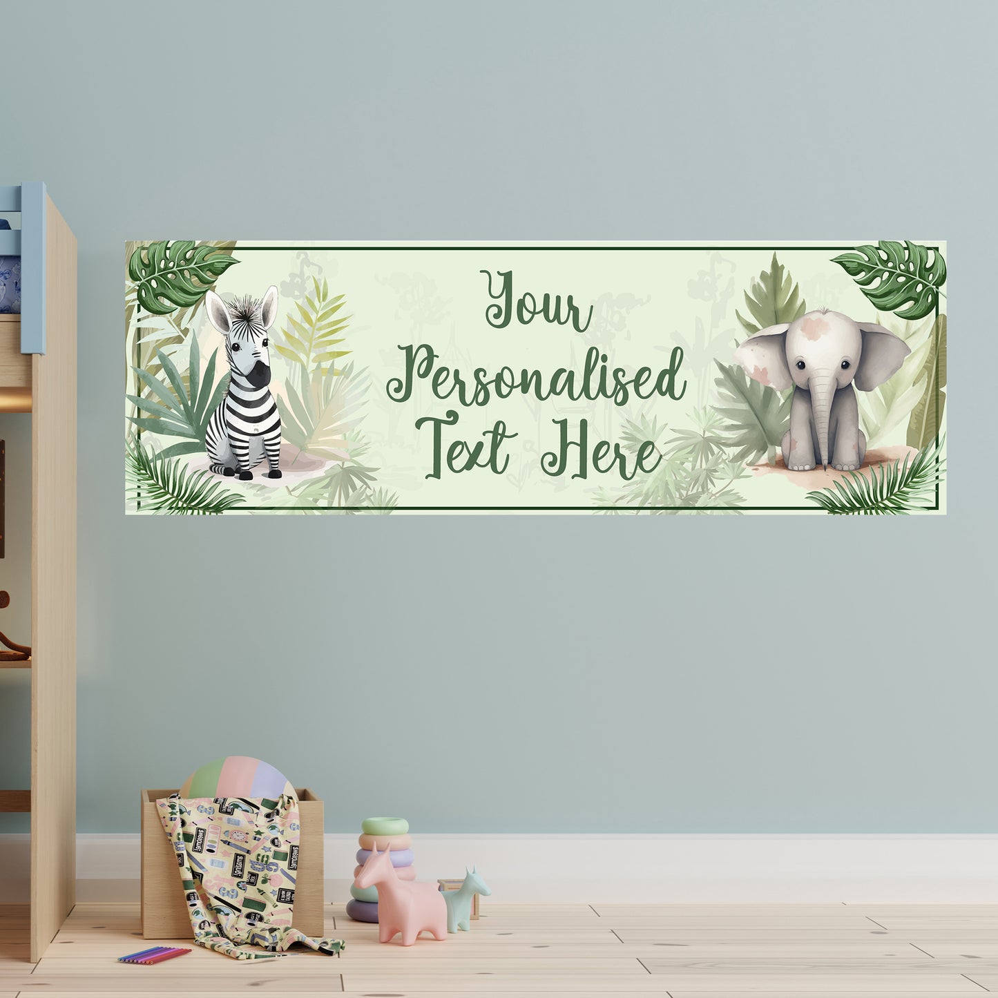 Jungle Birthday – Animal Friends Personalised Banner Wall Sticker