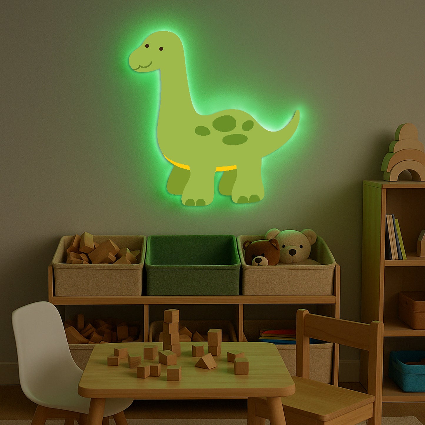 Green Dinosaur LED Backlit Wallpop