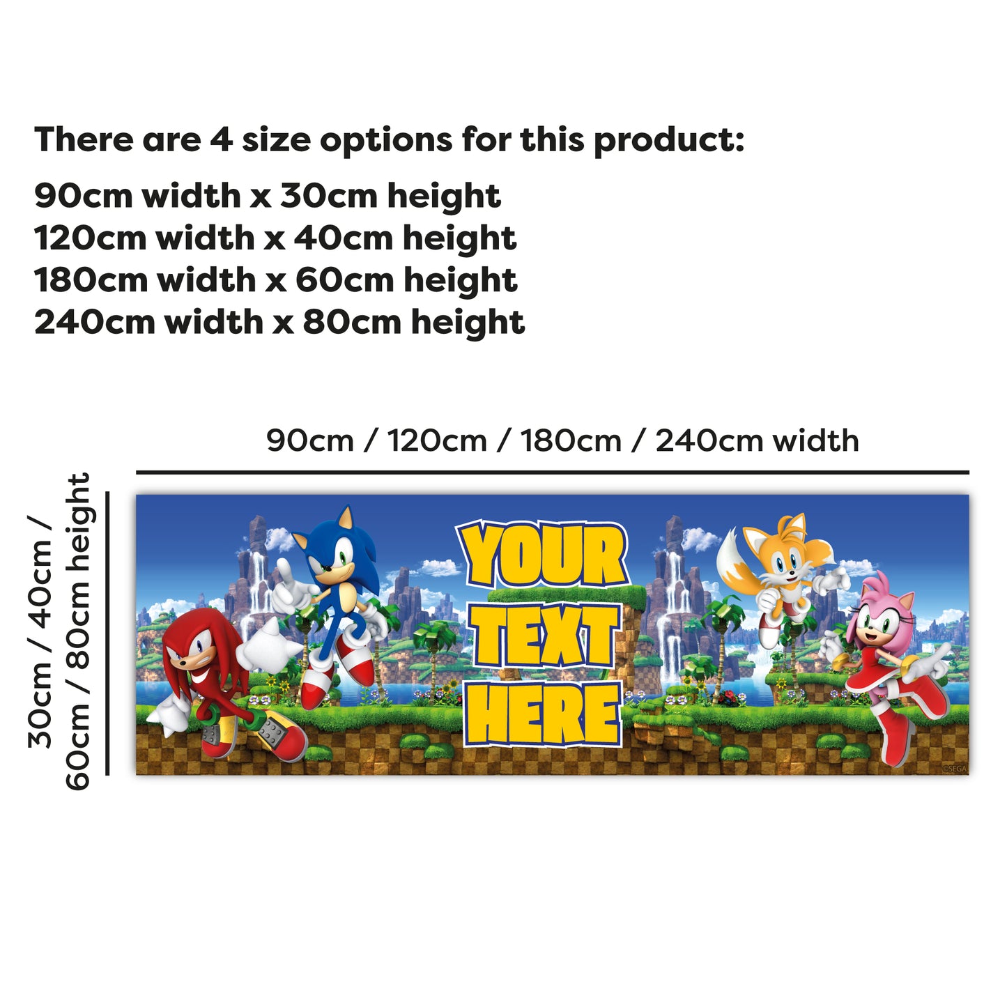Sonic The Hedgehog Birthday - Green Hill Group Personalised Banner Wall Sticker