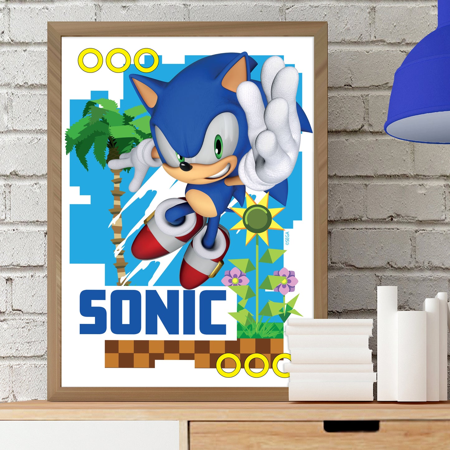 Sonic The Hedgehog Print -Sonic Green Hill Zone Graphic Poster Wall Art