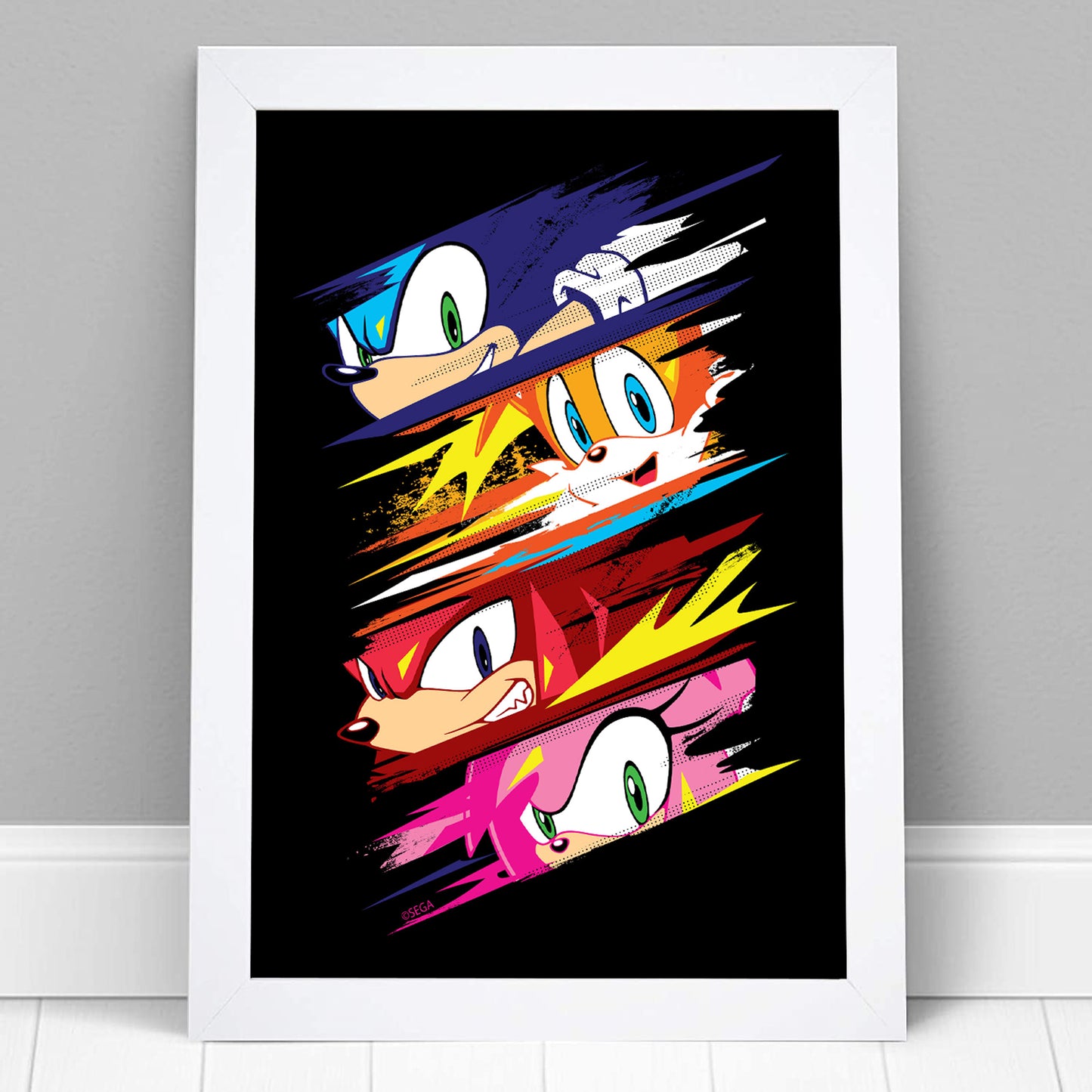 Sonic The Hedgehog Print - Sonic Group Scratch Poster Wall Art