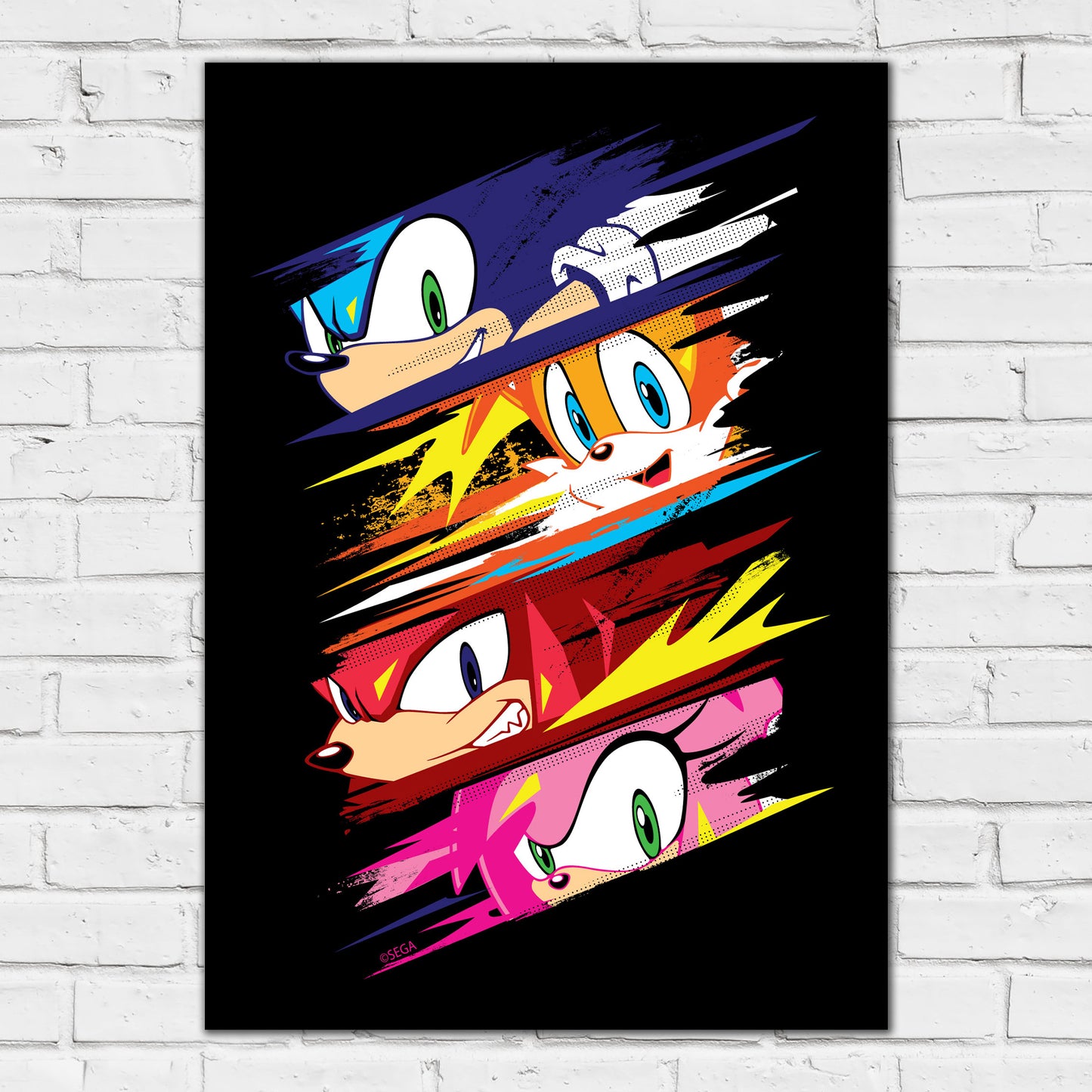Sonic The Hedgehog Print - Sonic Group Scratch Poster Wall Art
