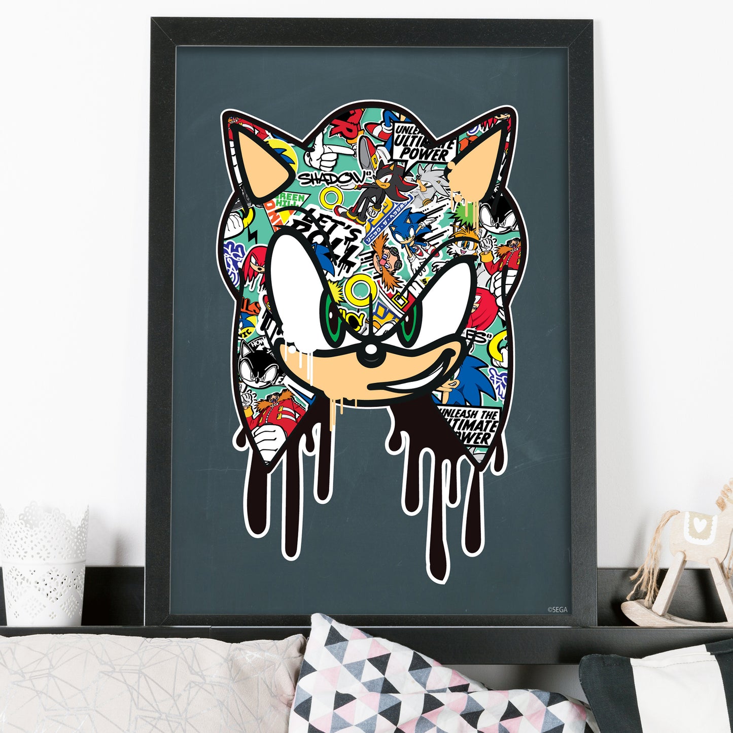 Sonic The Hedgehog Print - Sonic Head Dripping Graffiti Poster Wall Art