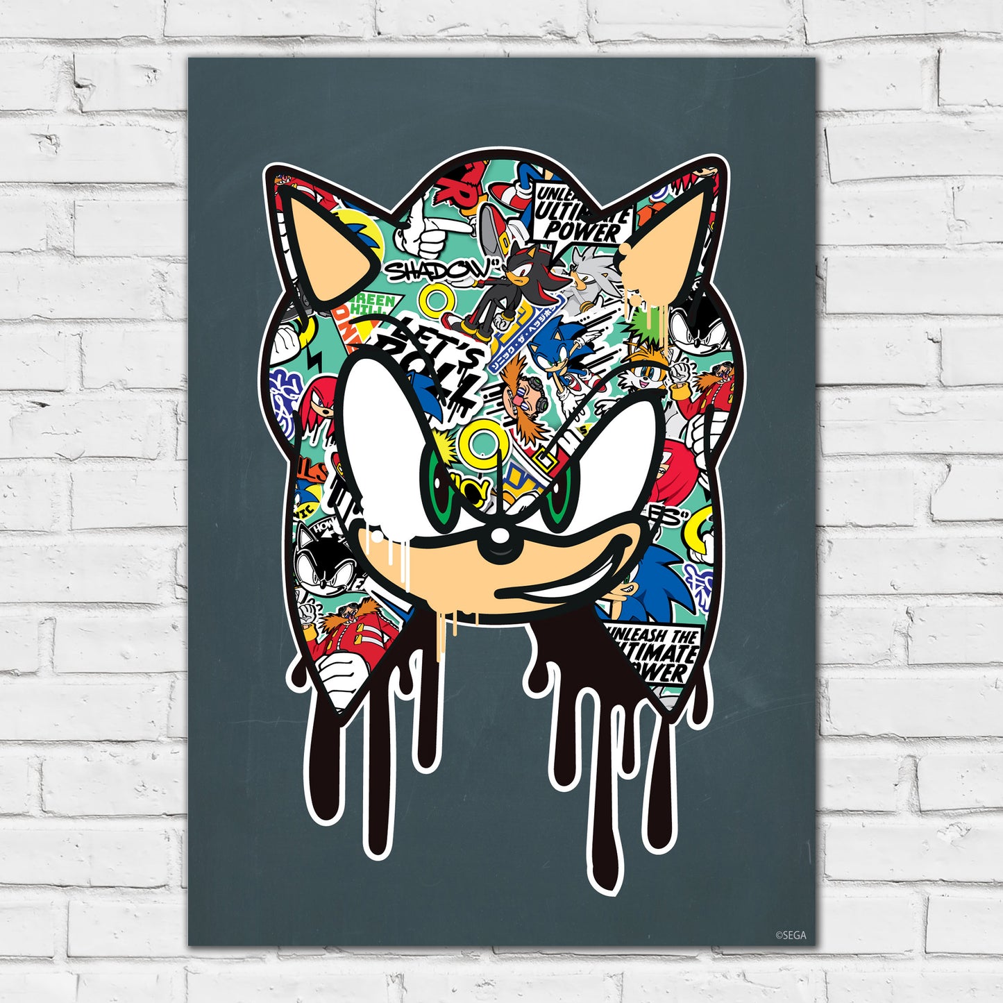 Sonic The Hedgehog Print - Sonic Head Dripping Graffiti Poster Wall Art