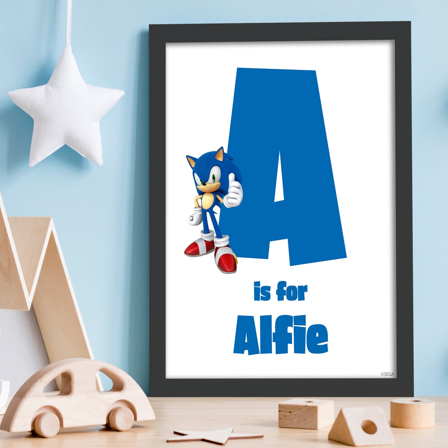 Sonic The Hedgehog Print - Sonic Letter And Name Personalised Poster Wall Art