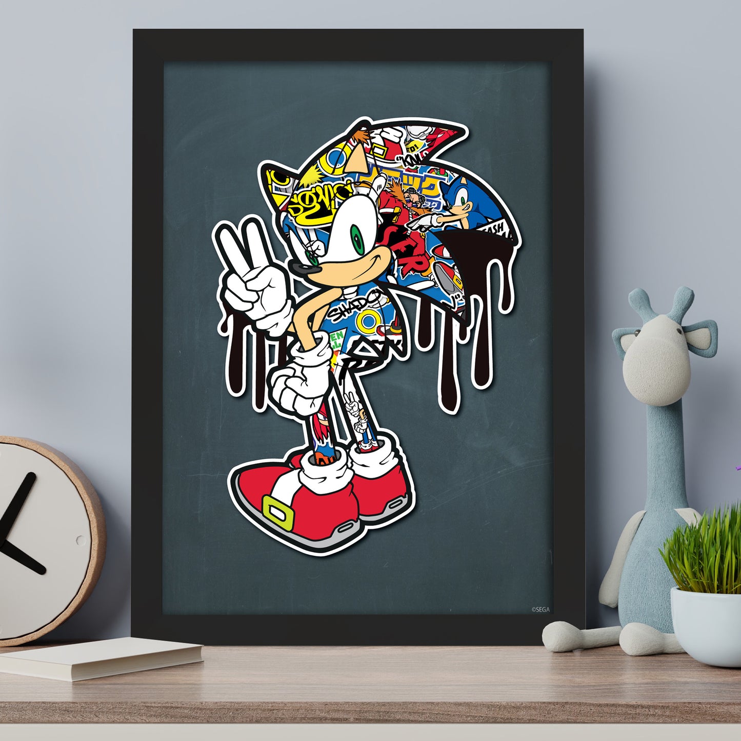 Sonic The Hedgehog Print - Sonic Peace Post Dripping Graffiti Poster Wall Art