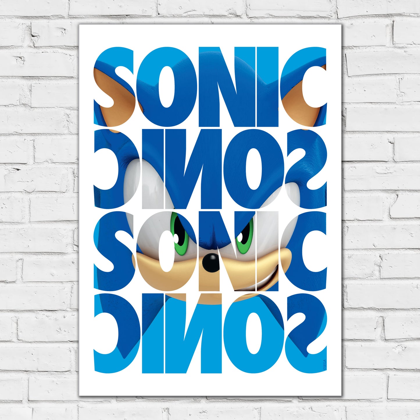 Sonic The Hedgehog Print - Sonic Repeat Name Pattern Poster Wall Art