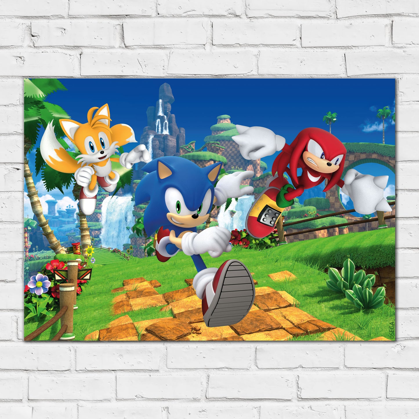 Sonic The Hedgehog Print - Sonic Tails Knuckles Running Poster Wall Art