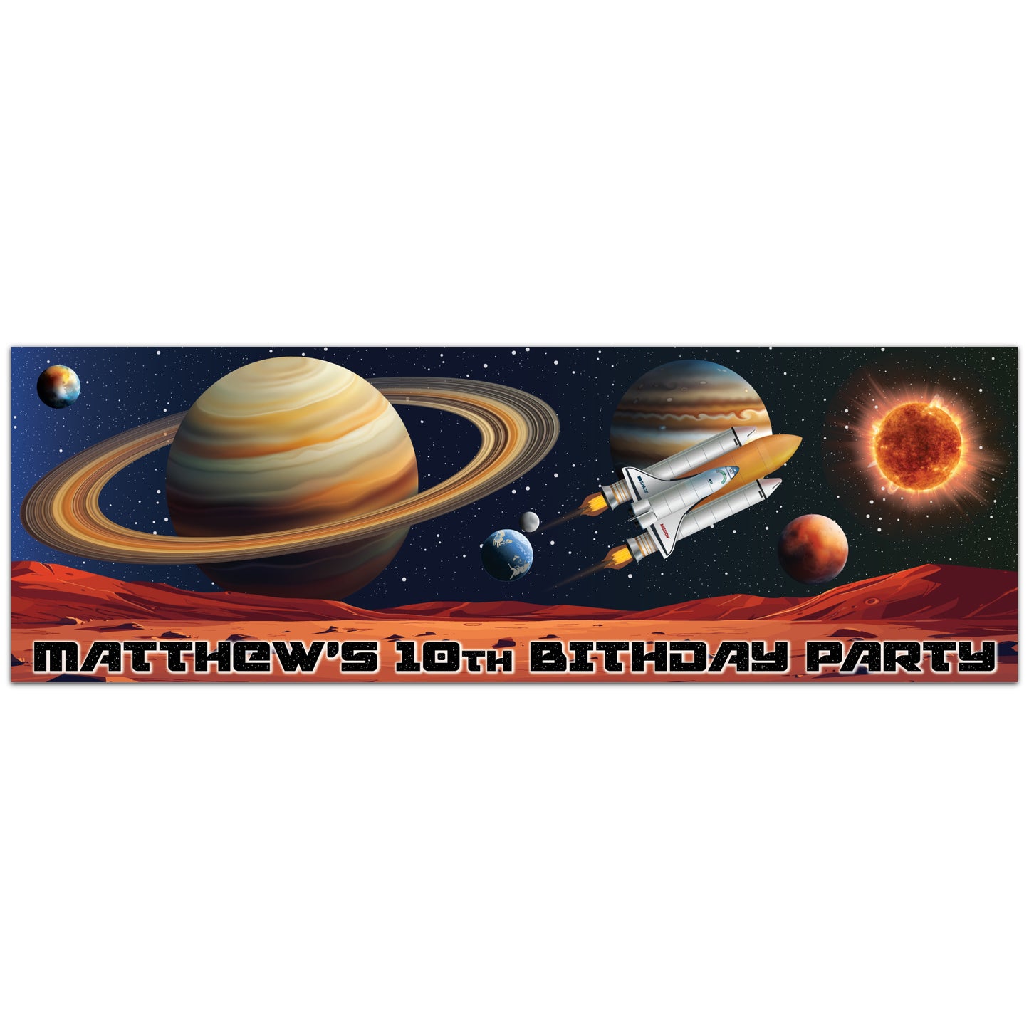 Space Birthday – Among The Stars Personalised Banner Wall Sticker