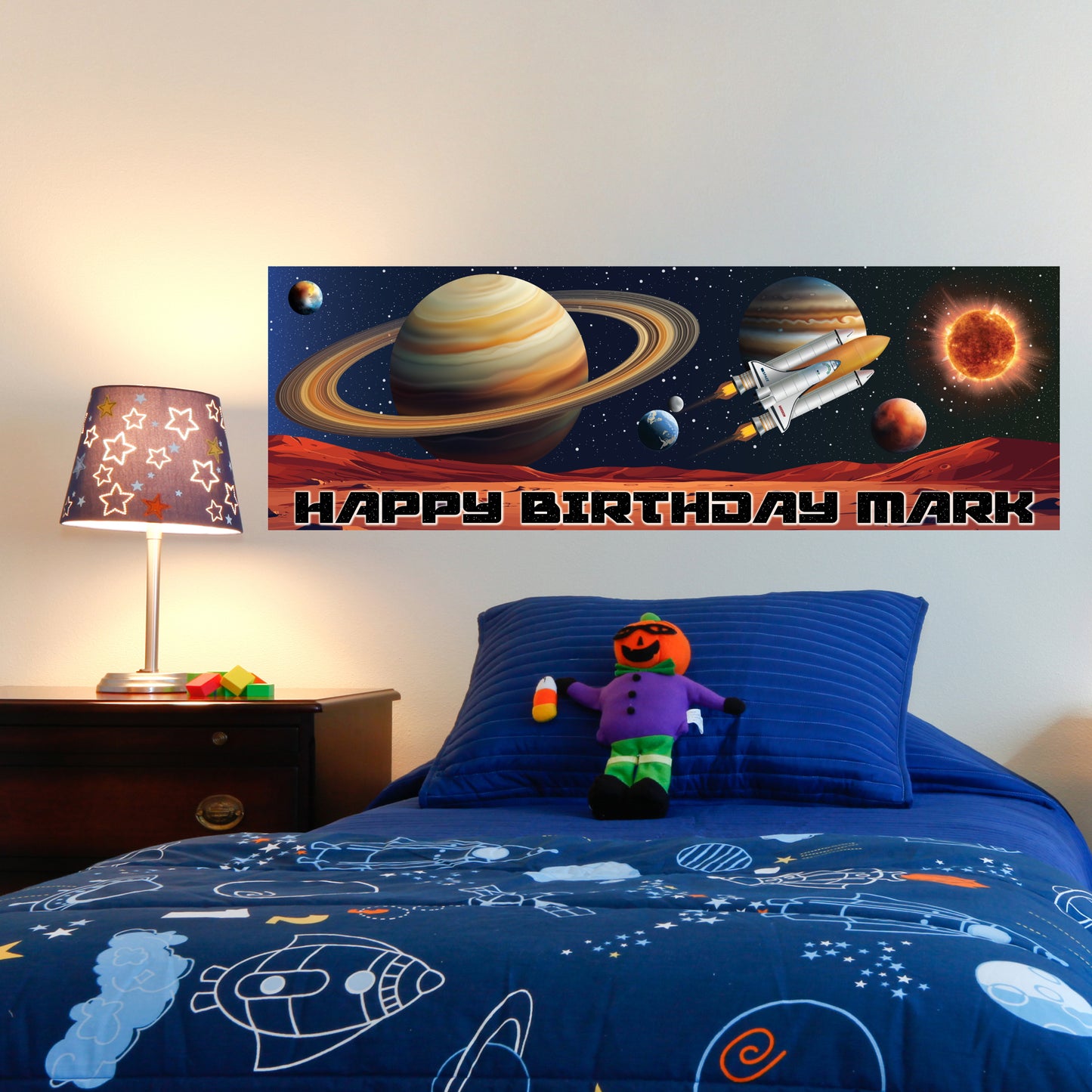 Space Birthday – Among The Stars Personalised Banner Wall Sticker