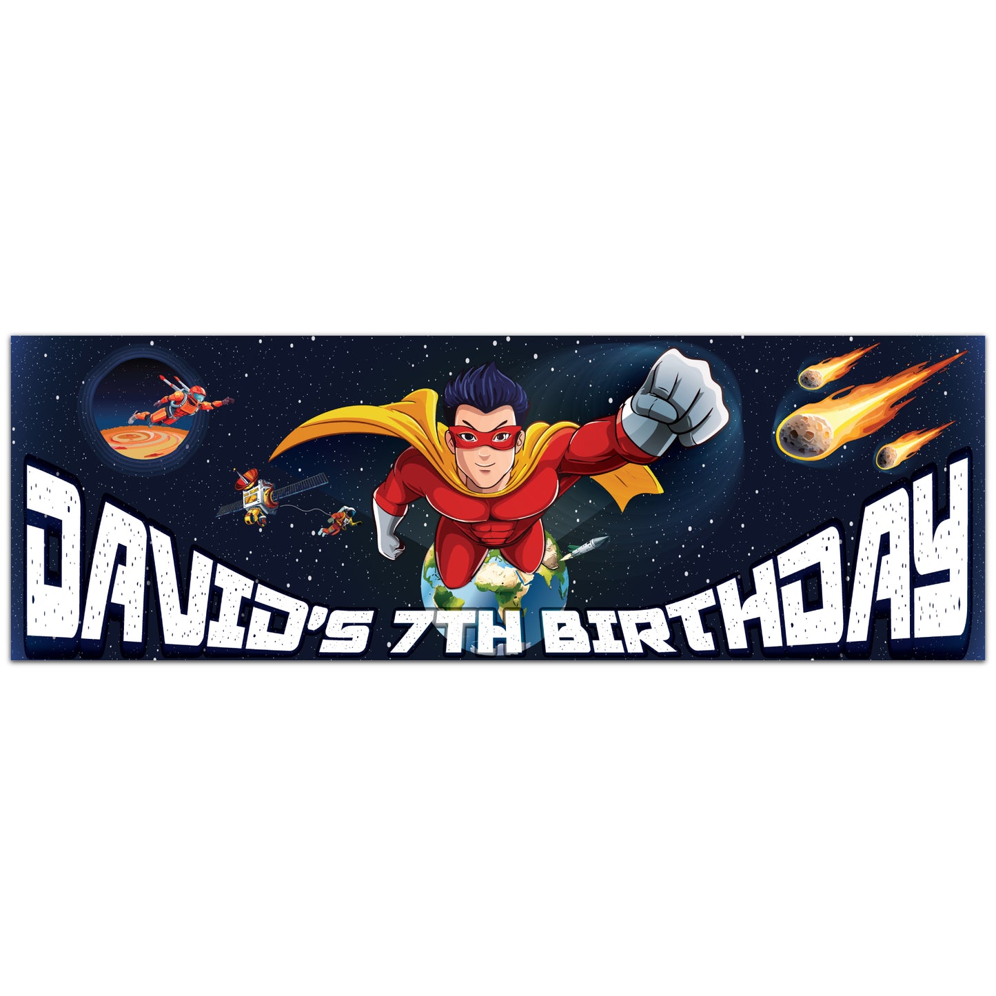 Space Birthday – Super Earth Personalised Banner Wall Sticker