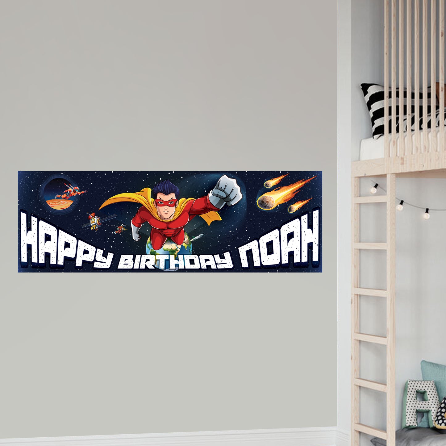 Space Birthday – Super Earth Personalised Banner Wall Sticker