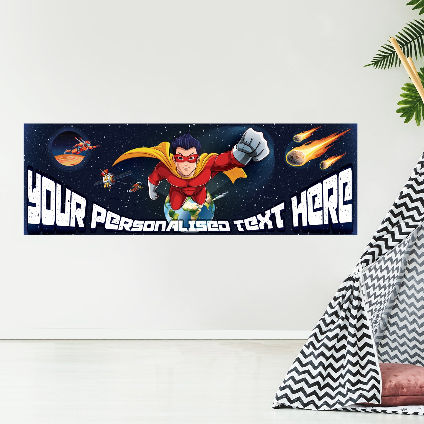 Space Birthday – Super Earth Personalised Banner Wall Sticker