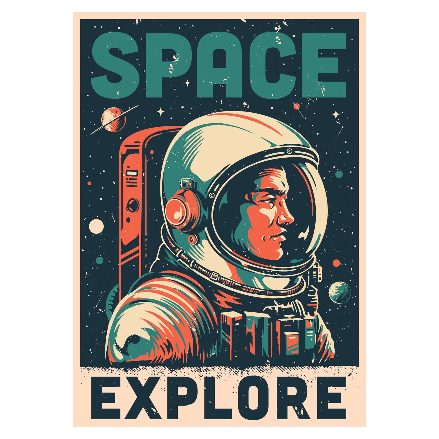 Space Wall Print - Space Person Explorer Poster Wall Art