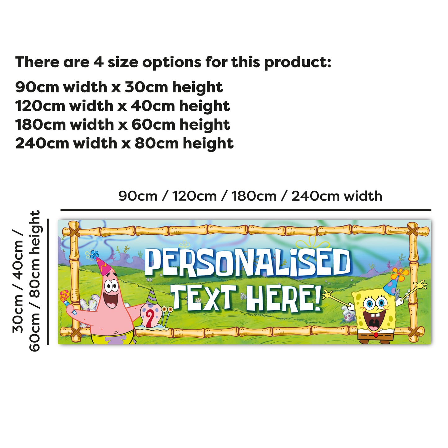 SpongeBob Birthday - SpongeBob Patrick And Gary Party Hats Personalised Banner Wall Sticker