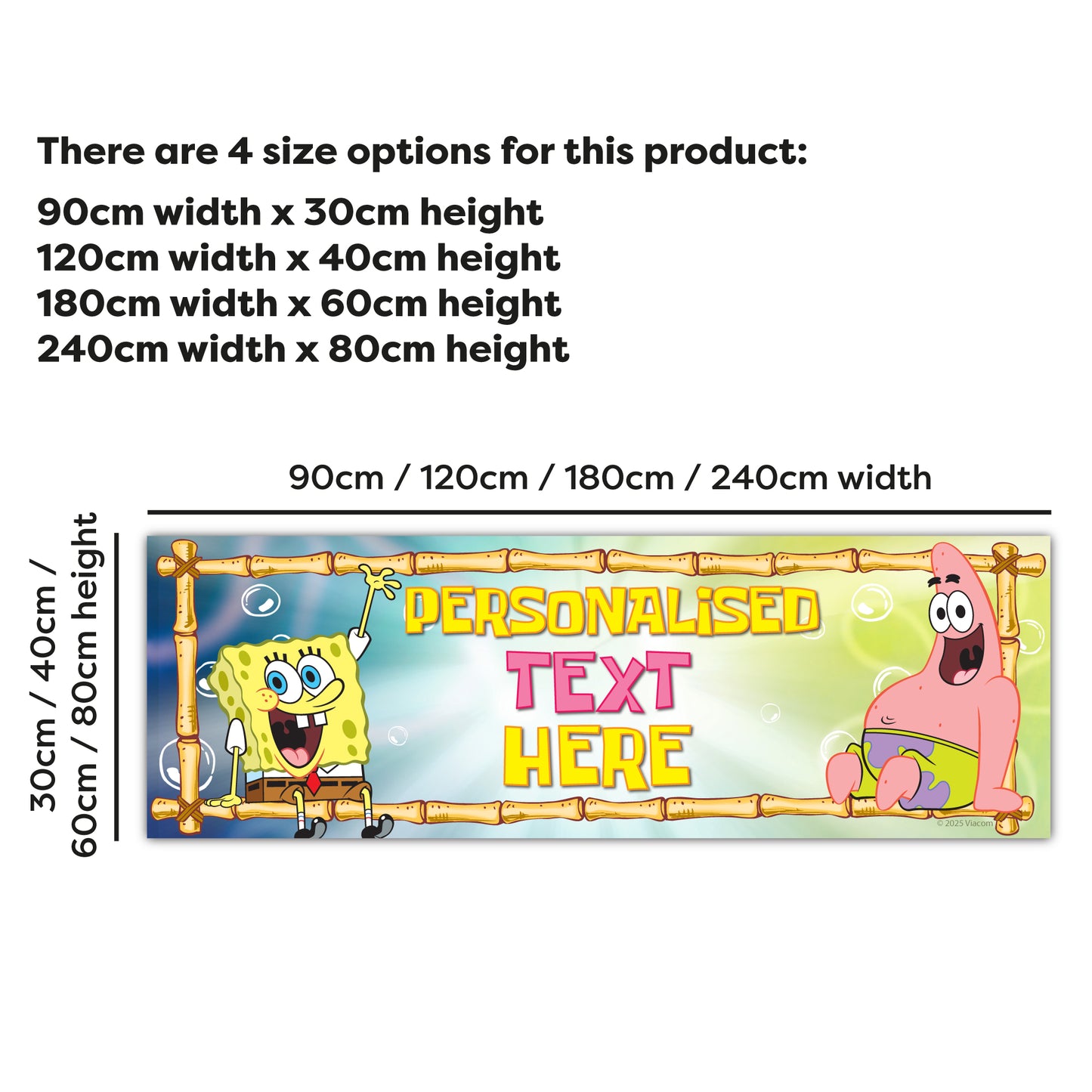 SpongeBob Birthday - SpongeBob And Patrick Sitting On Bamboo Personalised Banner Wall Sticker