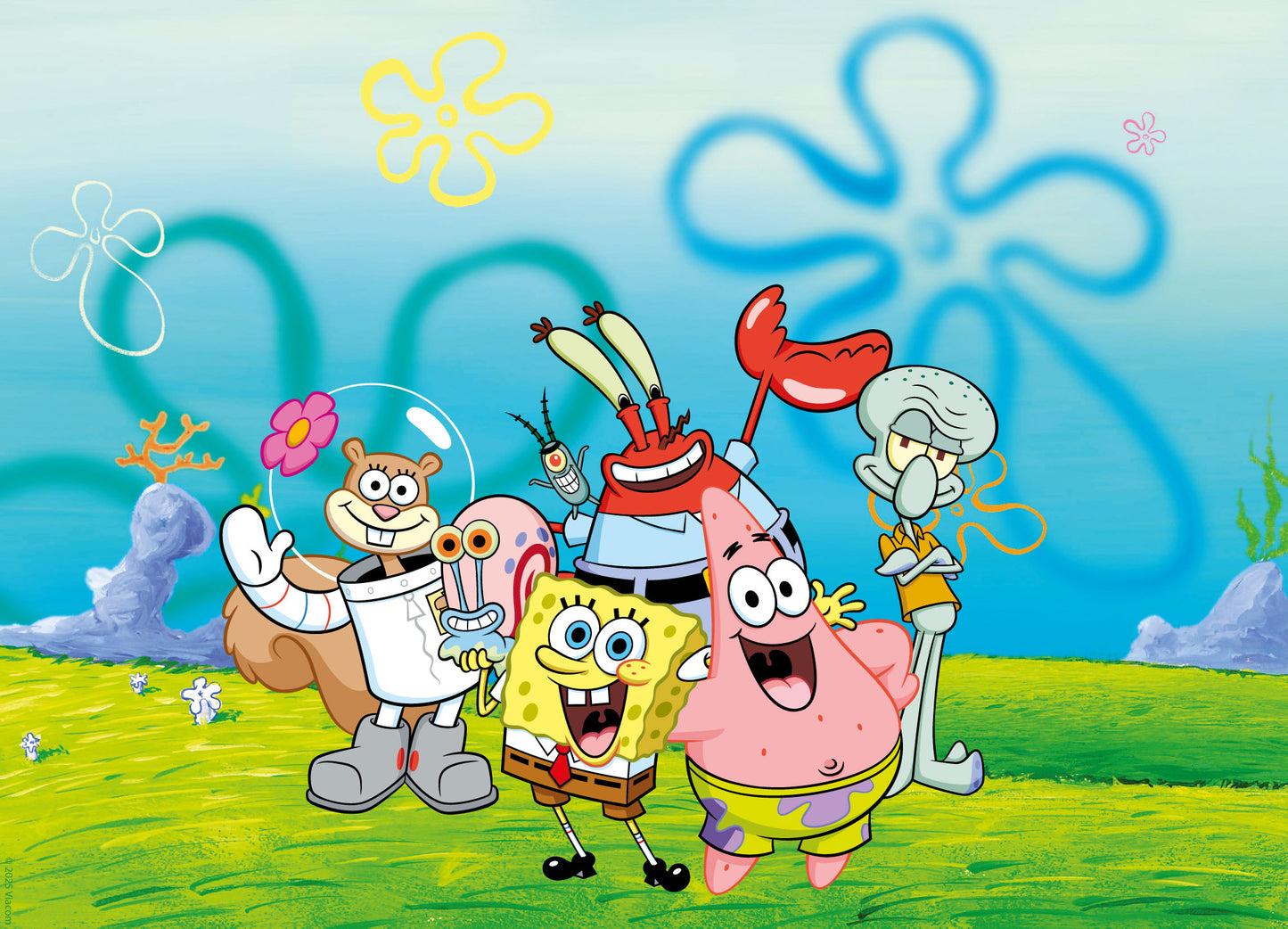 Spongebob Full Wall Mural - Group In Bikini Bottom Wall Art