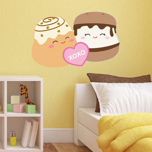 Squishmallows Wall Sticker - Chanel Cinnamon Roll and Carmelita Smore XOXO Decal Wall Art