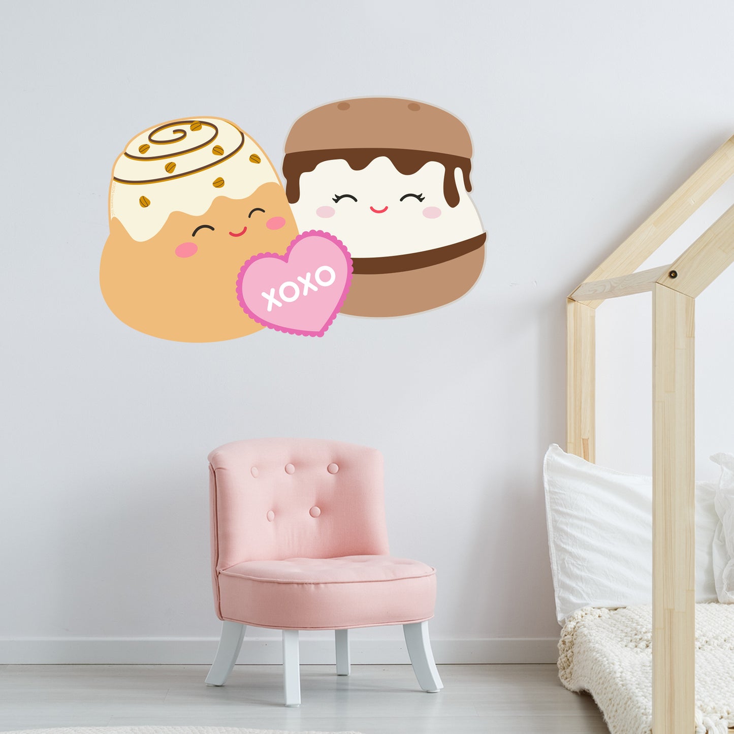 Squishmallows Wall Sticker - Chanel Cinnamon Roll and Carmelita Smore XOXO Decal Wall Art