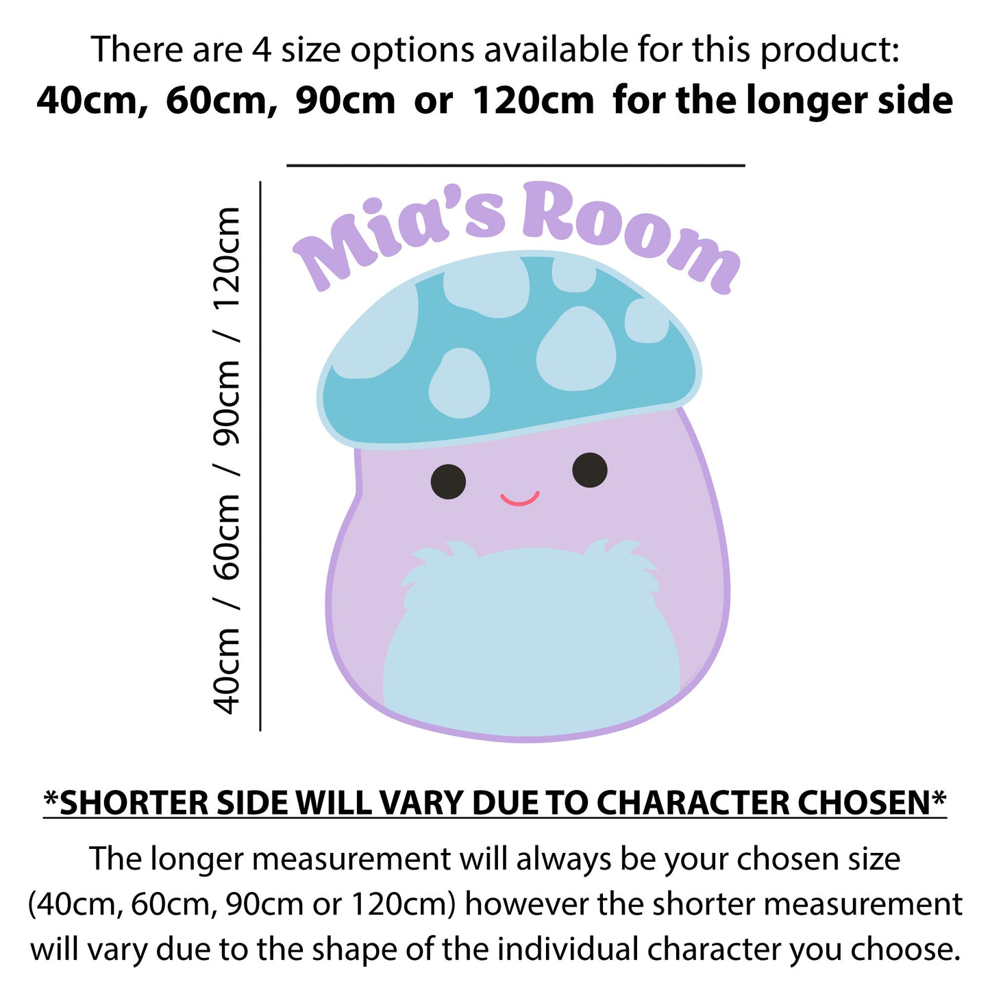 Squishmallows Wall Sticker - Individual Character Personalised Decal Wall Art