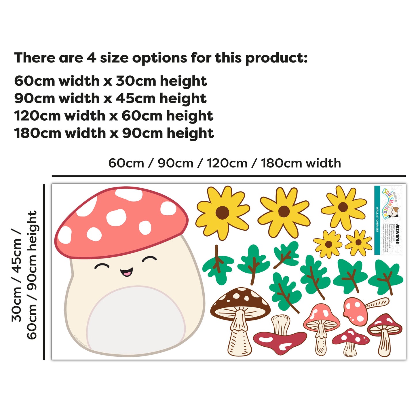 Squishmallows Wall Sticker - Malcolm Mushroom Decal Set Wall Art
