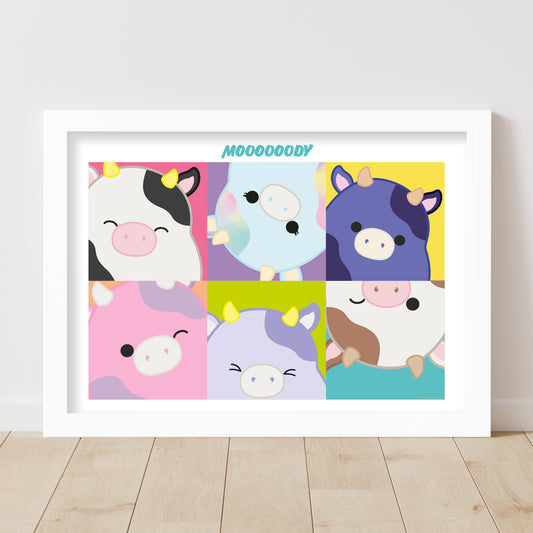 Squishmallows Print - Moody Cows Poster Wall Art