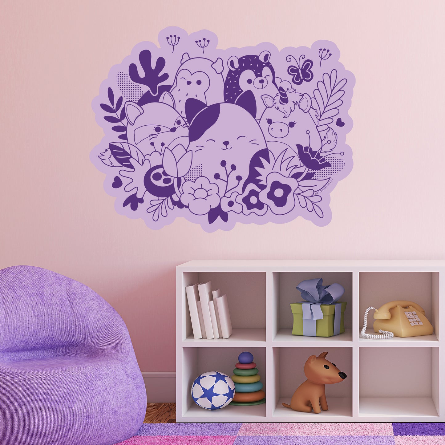 Squishmallows Wall Sticker - Purple Floral Group Decal Wall Art