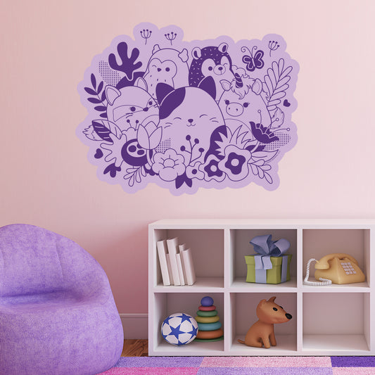 Squishmallows Wall Sticker - Purple Floral Group Decal Wall Art