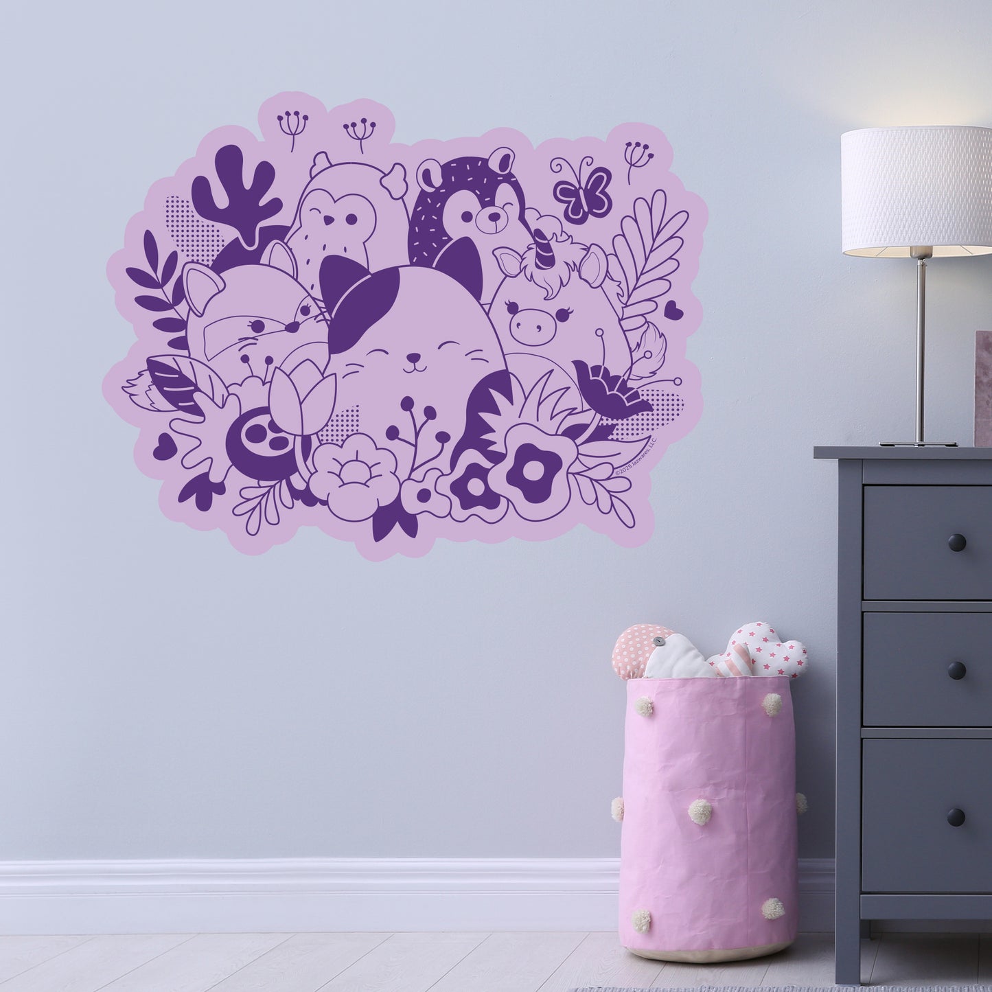 Squishmallows Wall Sticker - Purple Floral Group Decal Wall Art
