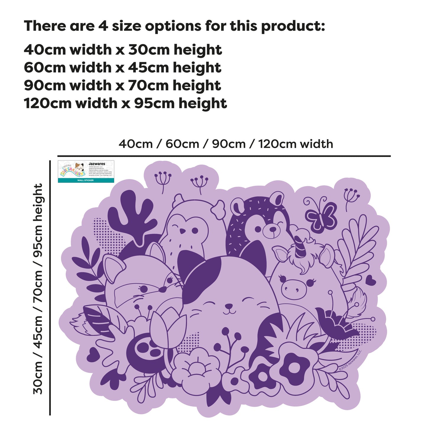 Squishmallows Wall Sticker - Purple Floral Group Decal Wall Art
